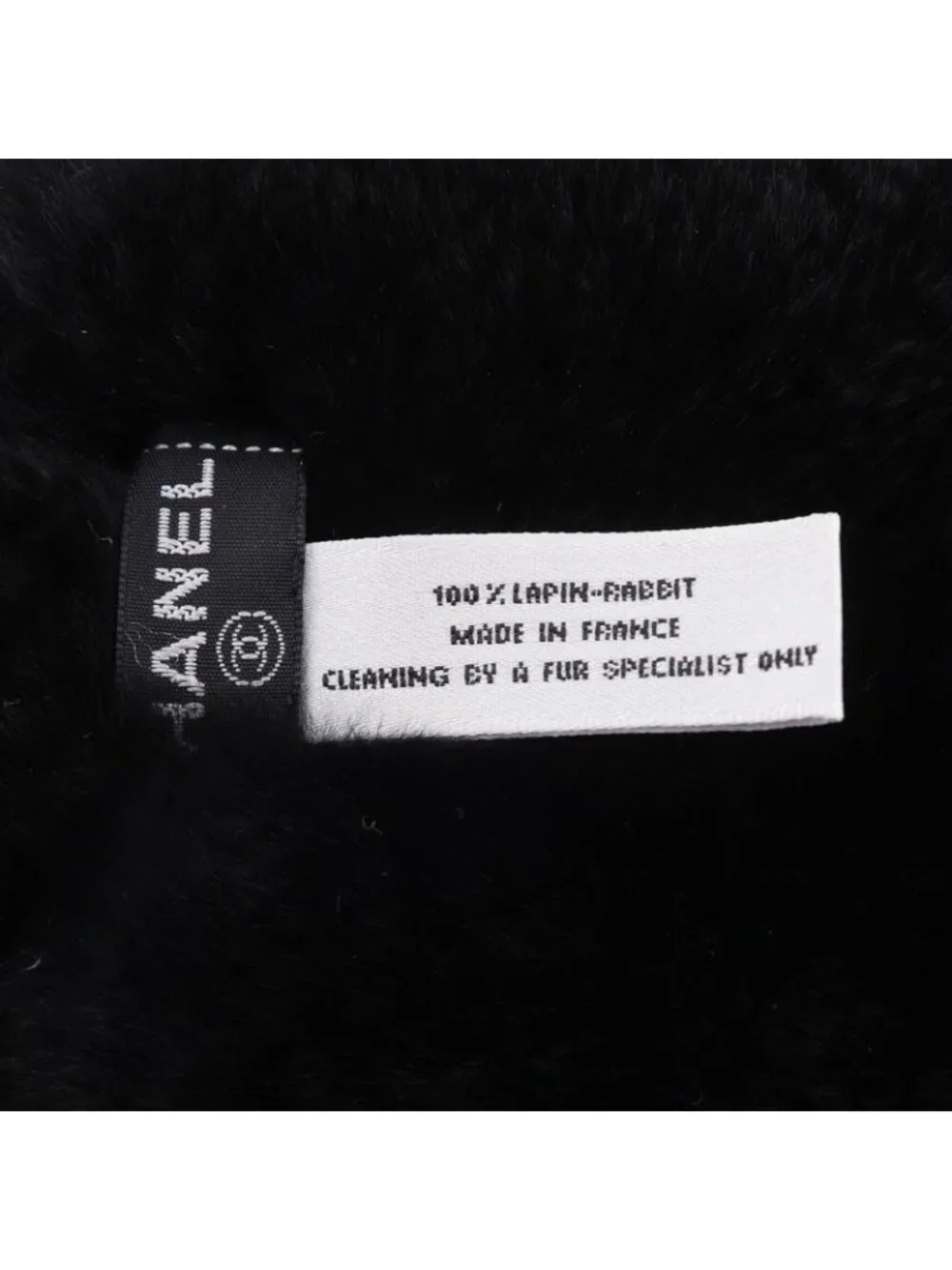 Chanel CC Logo Wristband Rabbit Fur Black Bracelet - Picture 5 of 6